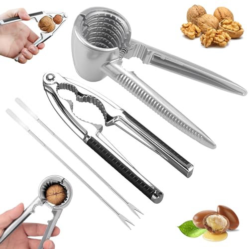 Rierousy Juego de 4 cascanueces de nueces, cascanueces con mango antideslizante, multifuncional, adecuado para pelar nueces, nueces, langostas, etc. (juego de 4 piezas)