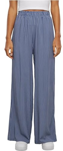 Urban Classics Pantaloni da Donna in Viscosa Resort, Stampa a Righe Blu Vintage