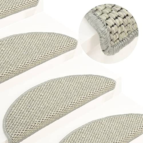 ShGaxin Självhäftande matta Sisal Trappa 15 st Grå 56 x 17 x 3 cm, trappmattor, halkfri för trappa, halkfri matta - SPU:326863