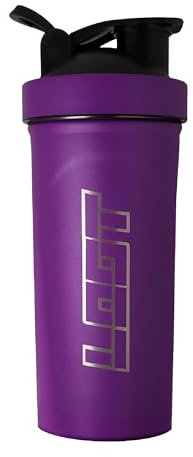 LOOT - Lila Ultra Instinct Metallshaker 750ml | Eiweiß Shaker mit Druckverschluss und Mess-Skala | Fitness Shaker für klumpenfreie Shakes | BPA und DEHP frei