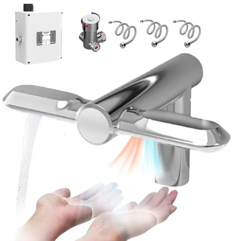 factildfulzhan Asciugamani Elettrico Automatico con sensore 2 in 1, 1150 W, per bagni Commerciali/Domestici, Aria Calda 42℃/Aria Fredda 33℃, Asciugatura Rapida delle Mani in 6-10 Secondi, Argento