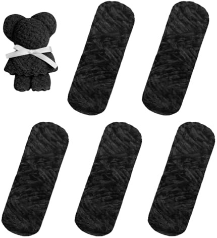 AUAUY Sammet babyull, sammetsull 500 g (5 × 100 g), sammet chenillegarn, fluffigt mjuk plyschull, virkgarn, ull för stickning och virkning tillbehör, kläder, täcke-svart