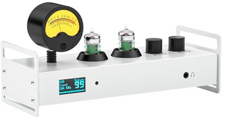 Preamplificador De Tubo De Válvula Bluetooth De 2 Canales, Amplificador De Auriculares De Alta Fidelidad, con Medidor VU Analógico, De Zócalo Enchufable De Tubos, Entrada Y Salida De Audio