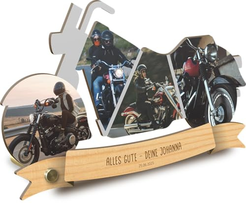 Generisch Motorrad Geschenk personalisiert - Foto Geschenk Holzbild - Motorrad Geschenke, Chopper, Motorrad Geburtstagsgeschenk, Motorrad Geschenke zum Geburtstag, Fotomosaik