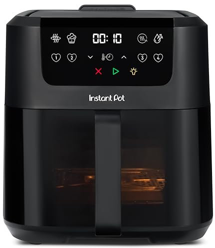 Instant Pot Vortex Compact Negro - Freidora de aire caliente 5 l cesta, tamaño familiar, 4 en 1 - freír con aire caliente, secar, hornear, calentar, antiadherente, fácil de limpiar.