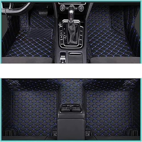 BaoLianBaiHuo Auto Fußmatten FüR Peugeot 3008 GT Line 2018-2023 (LHD), Leder Fussmatten Wasserdicht Teppiche Matten Auto Innen Zubehör, D/Black Blue