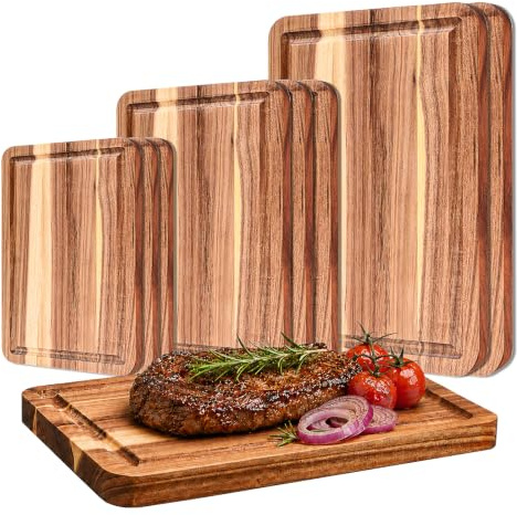 9 Pack Wooden Chopping Boards, Acacia Wood Cutting Boards Set