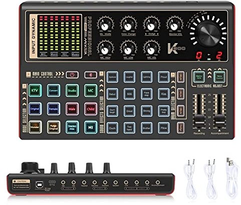 WDWDW Mixeur Audio Professionnel, Effets de Carte Son, Carte Son en Direct sans Perte, Enregistrement, mixeur de Son pour téléphone, PC, Ordinateur, Studio, fête