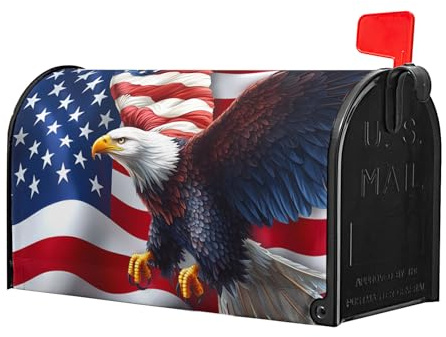 Anyako 4th of July Independence Day Mailbox Cover USA Flag Eagle Mailbox Covers 21 X 18 Inch Magnetic Standard Size American Flag Star Patriotic Wrap Post Letter Box Outdoor Yard Garden Decor