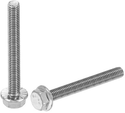 sourcing map 10 Stück M6-1,0 x 50 mm metrische Flansch-Sechskantschraube, Vollgewinde, DIN 6921, Flanschschrauben, Sechskantschrauben, Edelstahl, 304, Passivierungsbehandlung, Silber