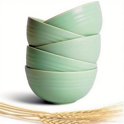5.9 inch Bowl , Lightweight Plastic Bowls Set of 5, Unbreakable (Green) | BPA Free, Microwave and Dishwasher Safe, Unbreakable and Reusable Dinner Bowls, Perfect for Rice, Noodle, Snack, Salad, Soup