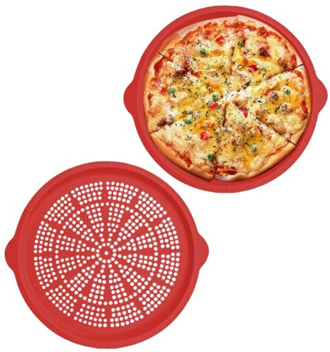 Pizzaplåt – pizzaplåt – pizzablåda, högtemperaturbeständig silikonbakform, pizzaplåt med hål för köket hemma, restauranger och utomhusgrillar