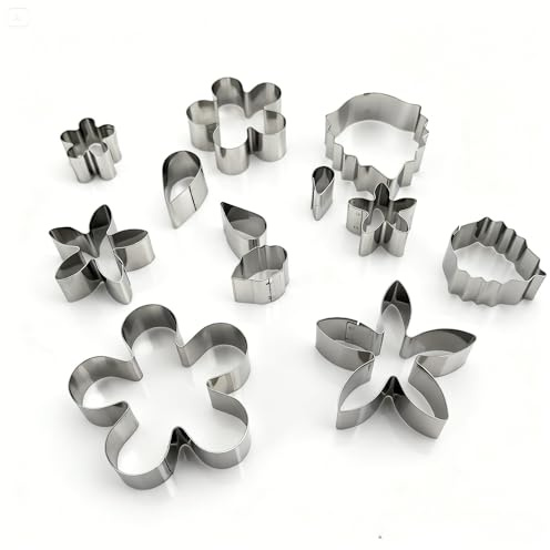 12 Stück Frühling Mini Ausstechformen Blatt Rose Blütenblatt Teardrop | Für Kekse, Fondant, Teig, Sandwiches und saisonale Backprojekte