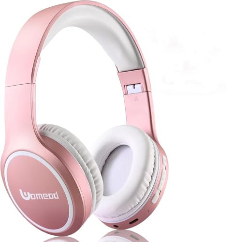 Bluetooth Headphones Over Ear, 70H Playtime and 3 EQ Music Modes Wireless Headphones with Microphone, HiFi Stereo Foldable Lightweight Headset, Deep Bass for Home Office Cellphone PC (Rose Gold)