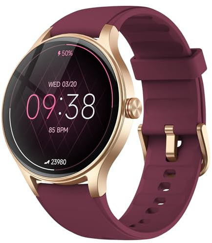 Smartwatch Damen Rund, AMOLED Smart Watch mit Telefonfunktion, Fitness Tracker mit Pulsuhr SpO2 Schlafmonitor Schrittzähler, 120+ Sportmodi Sportuhr 5ATM Wasserdicht, Uhren Damen für iOS Android