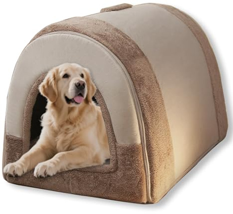 Große Hundehütte, 2-in-1-Bett mit Dach, faltbar, beruhigendes Hundebett, Sofa, beruhigende Hundehöhle, Haustierzelt, Bett, abnehmbar, waschbar, Anti-Angst, 79 x 60 x 59 cm, Größe XXL