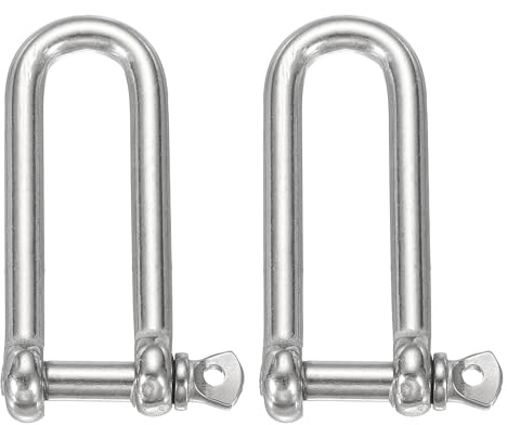 sourcing map 2 grilletes de arco de acero inoxidable, 10 mm de largo, en forma de D, grilletes de tornillo grandes para barco, velero, cadena, cierre de aparejo, joyería de paracaídas, aparejos