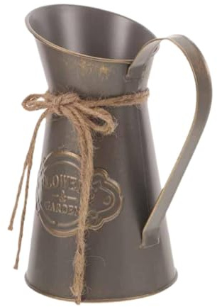Colcolo Jarra rústica de Flores, Jarra de Leche, jarrón Decorativo Antiguo Bohemio Elegante para Flores Artificiales para Mesa de Boda o Oficina, Gris