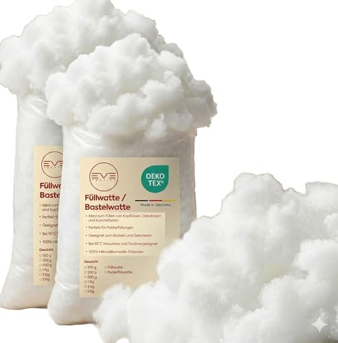 EVE Textile® 250 g Füllmaterial Hochbauschendes Polstervlies für Kissen Oeko-TEX 100, Quilten & Nähen Weiche Füllwatte für Kissenfüllung, Decken & Polsterarbeiten, Nähen & Basteln