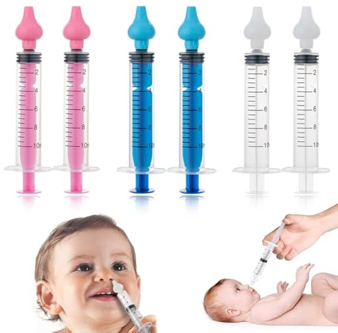 THQAE 6 Pcs siringa per lavaggi nasali bambini, Irrigatore Nasale, Aspiratore Nasale per Bambini, 10 ml Aspiratori Nasali Riutilizzabile, Portatile Irrigatori Nasali, Pulitore Nasale Sicuro