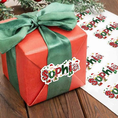 28 Stück personalisierte Weihnachtsaufkleber Wasserdichte Geschenkanhänger Individuell gestaltete Namen Weihnachtsmann Elch-Design Frohe Weihnachten Etiketten Aufkleber für Geschenke Geschenkbox