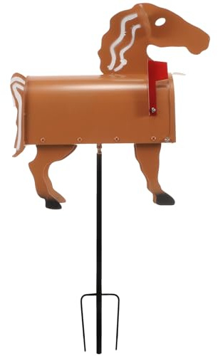HOLIDYOYO Boîte aux Lettres en Fer Forgé Forme Cheval Boîte aux Lettres de Jardin au Sol Extérieure Décorative Capacité Adaptée pour Courrier Extérieur Polyvalente