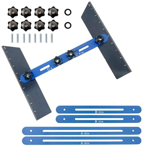Hoppipola Stufenprofil-Schablone, Aluminiumlegierung, Konturenlehre, Messvorrichtung, Treppen, Böden, Wandregale und Fensterbänke, blau