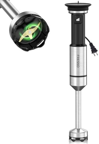 FRESKO Stabmixer 1000W, Elektrischer Pürierstab mit variabler Geschwindigkeitskontrolle, Anti-Spritz-Technologie, Ideal für Suppenzubereitung, Smoothie-Mixen und Babynahrung