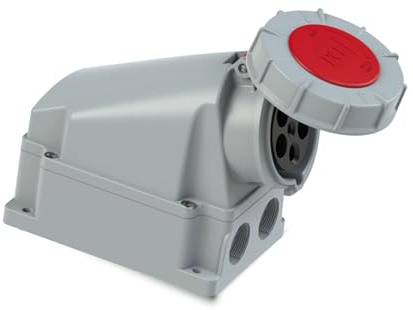 PCE 135-6 CEE-Wandsteckdose 63A 5p 6h IP67 Power Twist Industriesteckdose | Wetterfeste 400V Aufputz-Anbaudose, 5-polig, robuste Schraubklemmen, 180 Grad drehbares PC/ABS-Gehäuse, IP66 Schutzklasse