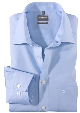 OLYMP Camisa Comfort Fit Manga Corta (New Kent, Chambray), Azul 11., 49