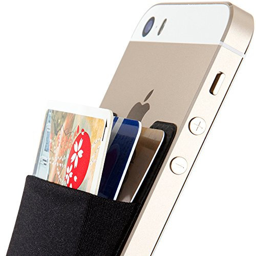 Sinjimoru Card Holder, Stick-on Wallet Functioning as iPhone Wallet Case, iPhone case with a Card Holder, Credit Card, Card Case and Money Clip. for Android. Sinji Pouch Basic 2 Black