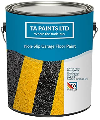 T A Paints Ltd Non Slip Floor Paint 2.5L BS 18 B 25 Grey Hard Wearing Quick Drying Floor Paint Suitable for Garages Workshops Factory Concrete Wood Metal Stone & Brick