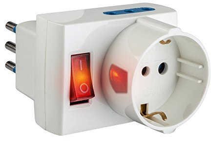Poly Pool PP2380 Adattatore Salvaspazio Con 3 Prese Fuori Asse E Interruttore Luminoso 10 A Bianco