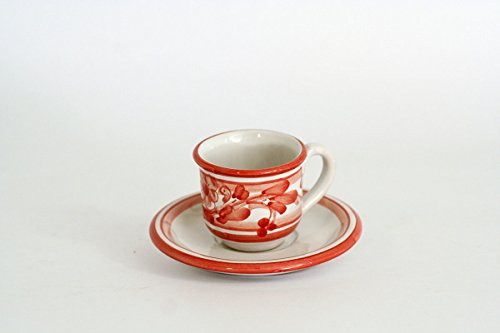 CEAR ceramiche - Tazzina da Caffè con Piattino in Ceramica di Caltagirone, Realizzata e Decorata a Mano con Colori e Decorazioni Tipici Natalizi