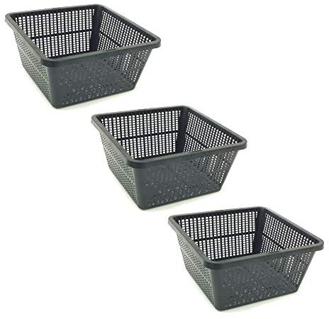 Pisces Pond Square Plant Basket 19 x 19 x 9cm - 3 Pack of Pond Planting Pot