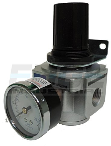 Heavy Duty in-LINE Compressed AIR Pressure Regulator for AIR Compressor, 7 to 215 PSI Adjustable, HIGH Flow Rate, Wall Bracket and Gauge Included (1/2 NPT, 130 CFM)