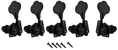 FLEOR 4L1R Mechaniken im Vintage-Stil, für 5 Saiten, E-Bass, Schwarz, 5 Stück