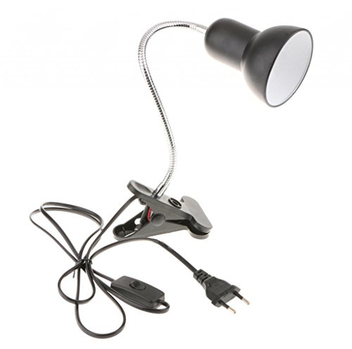 MagiDeal Flexible Klemmen Leuchte Lampenfassung Tischlampe Halter Stecker für E27 Glühlampe,Schwarz