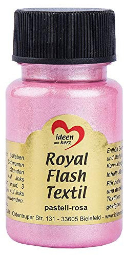 Ideen mit Herz Royal Flash Textil, Glitzer-Metallic-Farbe | hochdeckend, cremige Textilfarbe auf Wasserbasis | für helle und dunkle Textilien | 50 ml (pastell-rosa)