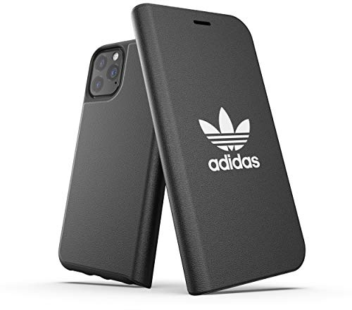 adidas Originals Designed für iPhone 11 Pro Hülle, Folio Schutz Booklet Handyhülle - Schwarz