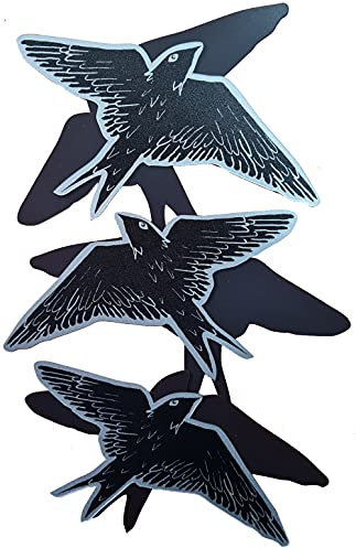 FlyEx 3X Schwalbe Sparset Magnete anstatt Aufkleber für Fliegengitter Insektenschutz Reparatur-Set Vogelschlag Netze Türen Fenster Schiebetüren (3X Schwalbe)