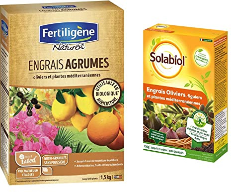 Naturen Engrais Agrumes 1,5 kg & SOLABIOL SOLIVY750 Engrais Oliviers Et Figuiers 750 G, Utilisable en Agriculture Biologique