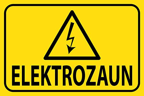 mrdeco Metall Schild 20x30cm gewölbt Elektrozaun Warnschild Vorsicht Deko Blechschild Tin Sign