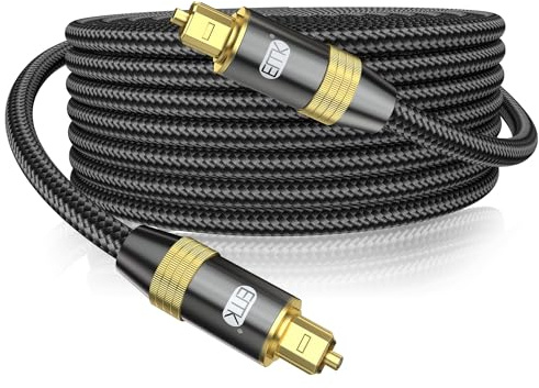 EMK Optische Audiokabel Optische Toslink zu Stecker lichtleiterkabel (3 m) | Optisches Kabel Digital Glasfaser-Audiokabel 24K Vergoldete Toslink Kabel für Soundbar, TV, Heimkino, Lautsprecher