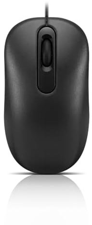 Lenovo 100 Wired USB Computer Mouse for PC, Laptop, Computer with Windows - Full-Size - Ambidextrous Design - 3 Buttons - Red Optical Sensor – Black