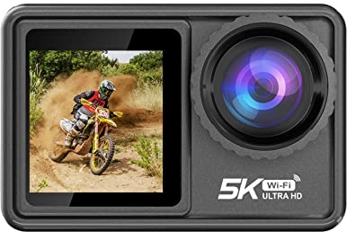 DELURA Action Camera Interchangeable Lens 48MP Zoom Electronic Stabilizer Camera Action Camera For Vlog HD camera (Color : 128G, Size : Action Camera 5K B)