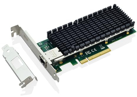 XWYWX 10Gb NIC Scheda di Rete PCIe 2.1 X8 1*Porta RJ45 per Intel X540-AT1 Ethernet LAN Adattatore di Rete Network Card Confronta con X540-T1 per Win/Linux/FreeBSD/VMware-X1R1187-11