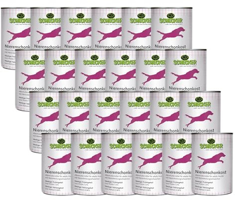 Schecker Nierenschonkost für Hunde – getreidefreies Nassfutter zur Unterstützung der Nierenfunktion – diätgeeignet & verträglich – hochwertiges Ergänzungsfuttermittel 24x 410g