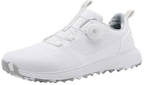 JiuQing Zapatos De Golf Impermeables Mujer Entrenadores De Golf De Cuero Sin Pinchos Cierre Rápido Antideslizantes Cómodos,Gris,39 EU