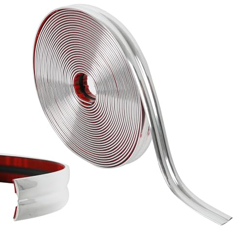 Zierleisten Selbstklebend,10M Flexible Knickleiste PVC Abschlussleiste Selbstklebend Deckenleisten Stuckleisten Wand Fliesenkante und Eckendekor - Schälen und aufkleben (Silber)